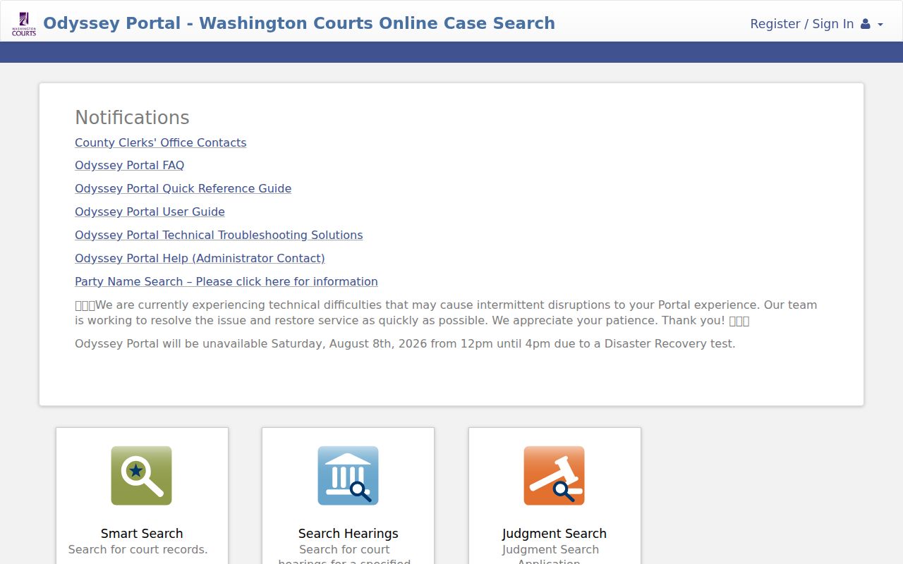 Richland people search in Benton Superior Court Odyssey